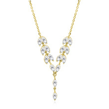 Naszyjnik pozłacany liście z cyrkoniami