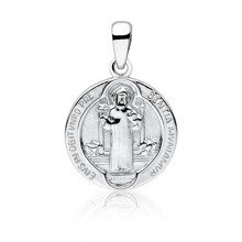 Srebrny rodowany medalik pr.925 Święty Benedykt