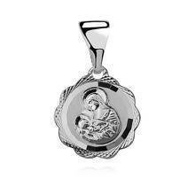 Srebrny medalik Matka Boska Karmiąca diamentowany