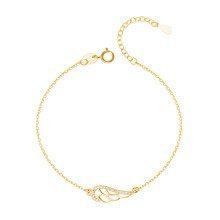 Bransoletka pozłacana eleganckie skrzydło z cyrkoniami