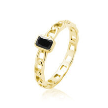 Pierścionek pozłacany z oczkiem motyw łańcucha