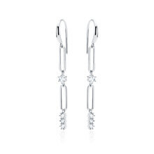 Kolczyki srebrne wiszące ogniwka z cyrkoniami