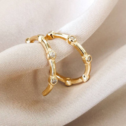 Kolczyki pozłacane otwarte kółka z cyrkoniami sztyfty