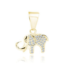 Zawieszka pozłacana słoń słonik z białymi cyrkoniami