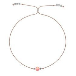 Bransoletka na jedwabnym sznurku z różowym opalem srebrna