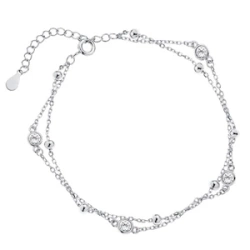 Bransoletka srebrna z kulkami i białymi cyrkoniami