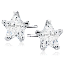 Kolczyki Stella srebrne gwiazdki z białą cyrkonią 7 mm