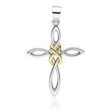 Srebrny (pr.925) krzyżyk z pozłacanym znakiem nieskończoności