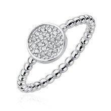 Srebrny pierścionek pr.925 z okrągłym elementem i cyrkoniami