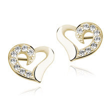 Srebrne kolczyki pr. 925 pozłacane serduszka z cyrkoniami