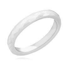Bialy fasetowany pierścionek ceramiczny 3mm