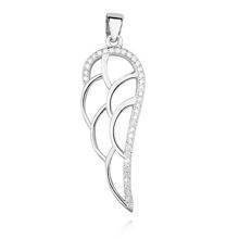 Zawieszka srebrna wiszące skrzydło anioła z cyrkoniami