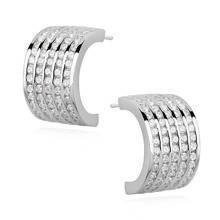 Srebrne kolczyki pr.925 otwarte półkola z cyrkoniami