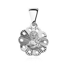 Srebrny ażurowy medalik ozdobny Matka Boska Częstochowska