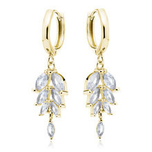 Srebrne pr.925 pozłacane kolczyki z białymi cyrkoniami