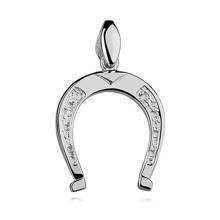 Zawieszka srebrna duża podkowa na szczęście z wzorem