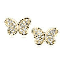 Srebrne kolczyki pr. 925 pozłacane motylki z cyrkoniami