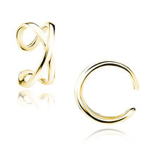 Srebrna pozłacana nausznica pr.925 - skrzyżowane kółka