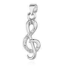 Zawieszka srebrna klucz wiolinowy z cyrkoniami