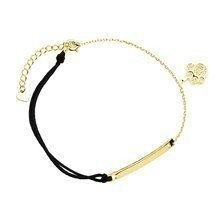 Bransoletka pozłacana na sznurku z łapką psa kota z cyrkoniami