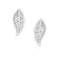 Kolczyki srebrne listki z cyrkoniami