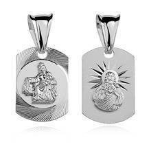 Srebrny medalik Jezus / Matka Boska Szkaplerzna