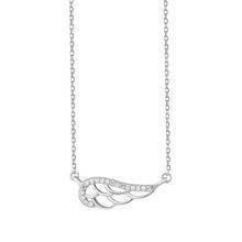 Naszyjnik srebrny eleganckie skrzydło z cyrkoniami