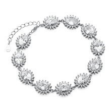 Bransoletka Lady Di srebrna królewska z dużymi białymi oczkami