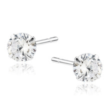 Kolczyki Diana srebrne z białą cyrkonią 6 mm