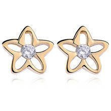 Kolczyki pozłacane kwiatuszki z białym środkiem