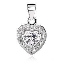 Zawieszka srebrna klasyczne serce z białą cyrkonią