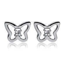 Srebrne kolczyki pr. 925 Cyrkonia biała motylki