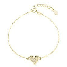 Srebrna złocona bransoletka pr.925, serce z cyrkoniami