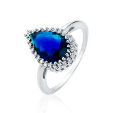 Pierścionek Monaco srebrny z szafirową cyrkonią