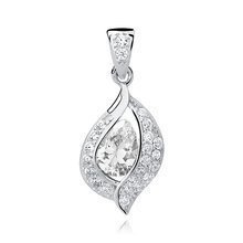 Srebrna, delikatna zawieszka pr.925 - biała kropla w cyrkoniach