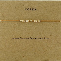 Bransoletka z kodem morse'a CÓRKA na beżowym sznurku