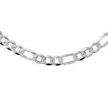 Łańcuszek figaro rodowany diamentowany płaski 8 mm