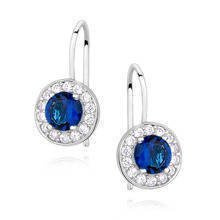 Srebrne klasyczne kolczyki dla dziewczynki pr. 925 Cyrkonia szafirowa
