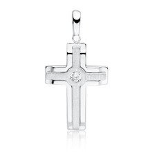 Krzyżyk srebrny duży z cyrkonią pr.925