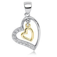 Zawieszka pozłacana podwójne ruchome serduszko