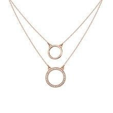 Srebrny naszyjnik pr.925 okręgi z cyrkoniami - różowe złoto