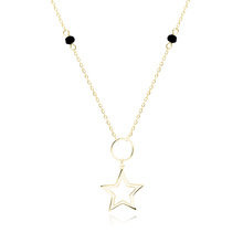 Srebrny pozłacany naszyjnik pr.925 gwiazdka i czarne spinele