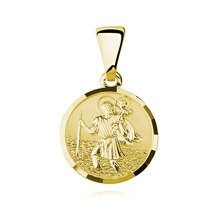 Medalik pozłacany Święty Krzysztof okrągły