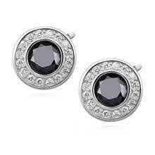 Srebrne pr.925 okrągłe kolczyki z czarną cyrkonią