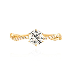 Pierścionek Selia pozłacany klasyczny wysadzany cyrkoniami