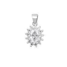 Srebrna zawieszka pr.925 elegancka biała cyrkonia - karmazycja