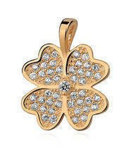 Srebrna zawieszka pr.925 Koniczyna z cyrkoniami pozłacana