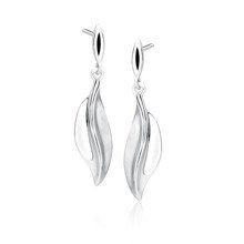 Kolczyki srebrne wiszące sztyfty liść pr.925