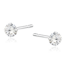 Kolczyki Diana srebrne z białą cyrkonią 4 mm