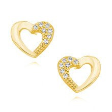 Srebrne kolczyki pr. 925 pozłacane serduszka z cyrkoniami